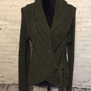 BCBG Maxazria Cardigan Wrap Green Sweater Large